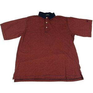 Lyle & Scott Scotland Polo Men's L Red Orange Blue Stripe 100% Mercerized Cotton
